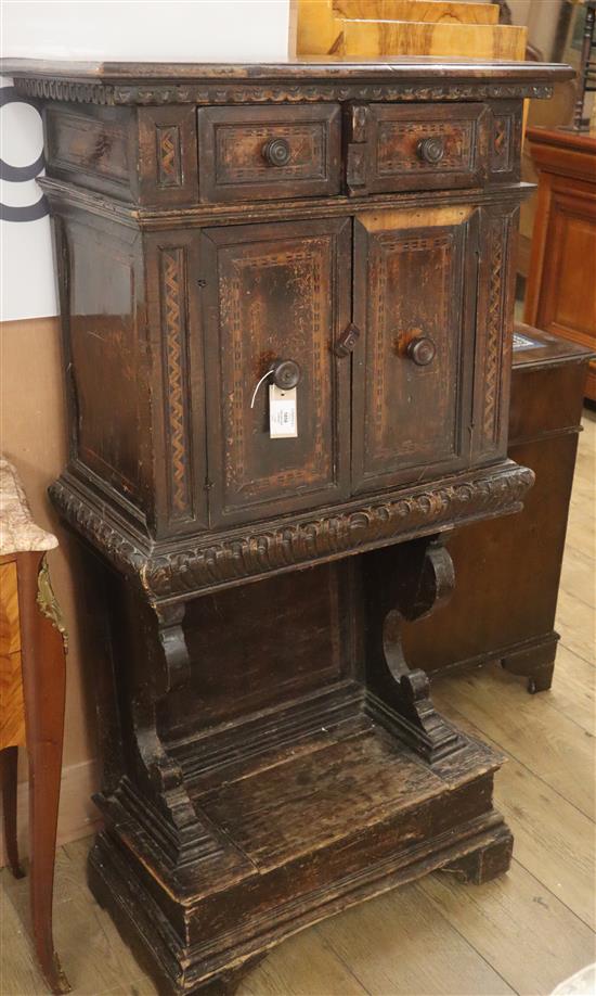 A late 16th / early 17th century Italian walnut side cabinet H.132cm